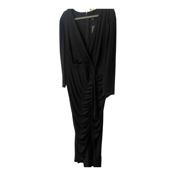 Torrid Studio Knit Hi-Low Maxi Dress Ruched Surplice Neck 3/4 Sleeve Black Sz 20 - Picture 9 of 15